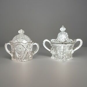 VINTAGE EAPG Biscuit, Cracker Jar Antique Early American Pattern Glass Pressed 2